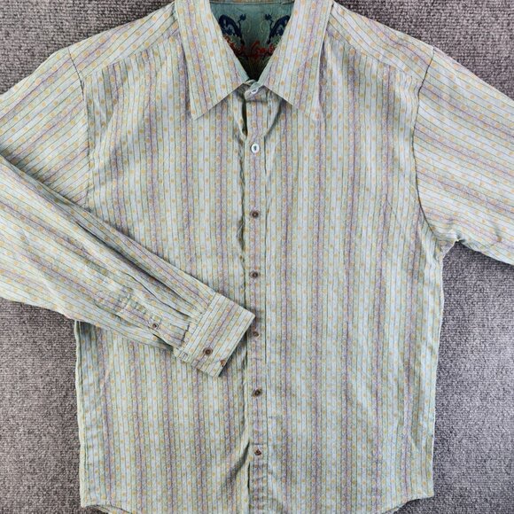 Robert Graham Men Multicolor Striped Geometric Long Sleeve Button Up Shirt ~Med - Picture 2 of 16